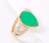 Vault Chrysoprase and Diamond 14K Gold Ring, Size 11